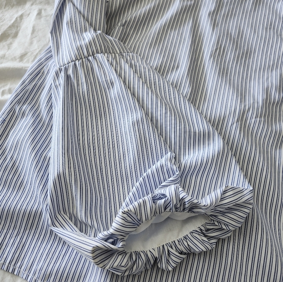 English Factory Bell Sleeves Blue White Stripe Pull-Over Top, Size S - Picture 8 of 12